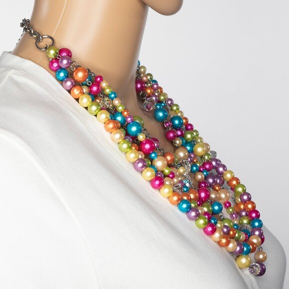 Yousi Seven Tier Multicolored Beaded Adjustable Necklace - Picture 6 of 11